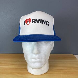 Sport Cap I RVing Blue & White Trucker Hat Sportcap  Mesh Snapback Cap Outdoor
